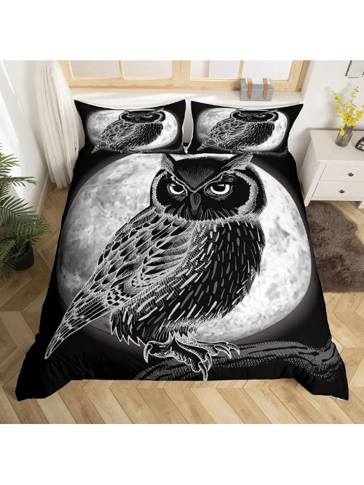 Set Copri Piumone Lenzuolo Federe Copripiumino Gufi Owls Duvet Cover BED0054P